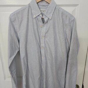 JOHN HENRIC Oxford Shirt 15 - 38 Blue Striped Button Down Office Work